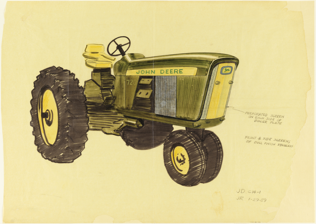 1024x727 Drawing, Tractor Design, Detail For Front And Side Screens, For - John Deere Tractor Sketch
