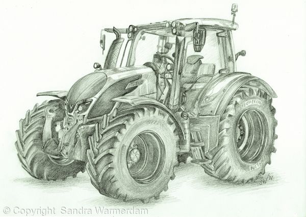 600x425 Drawn Tractor Pencil Drawing - John Deere Tractor Sketch