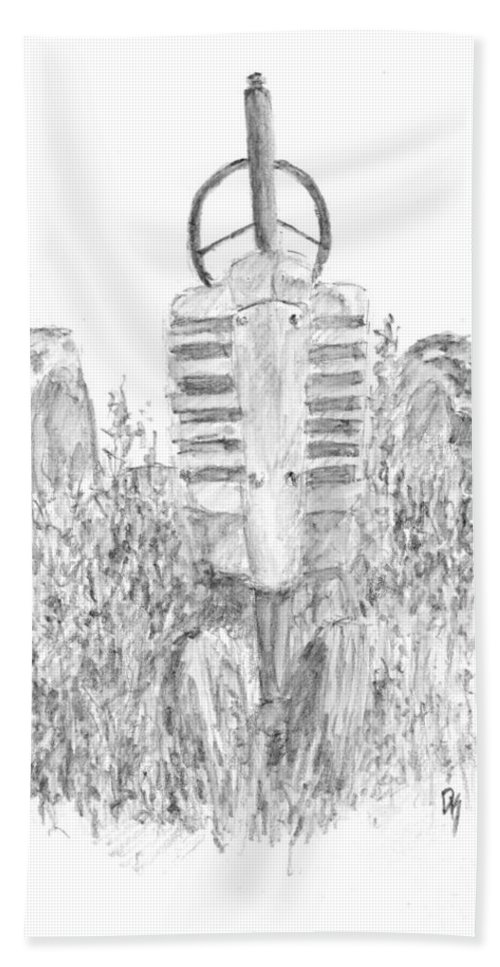 500x967 Vintage John Deere Tractor Sketch Beach Sheet For Sale By David King - John Deere Tractor Sketch
