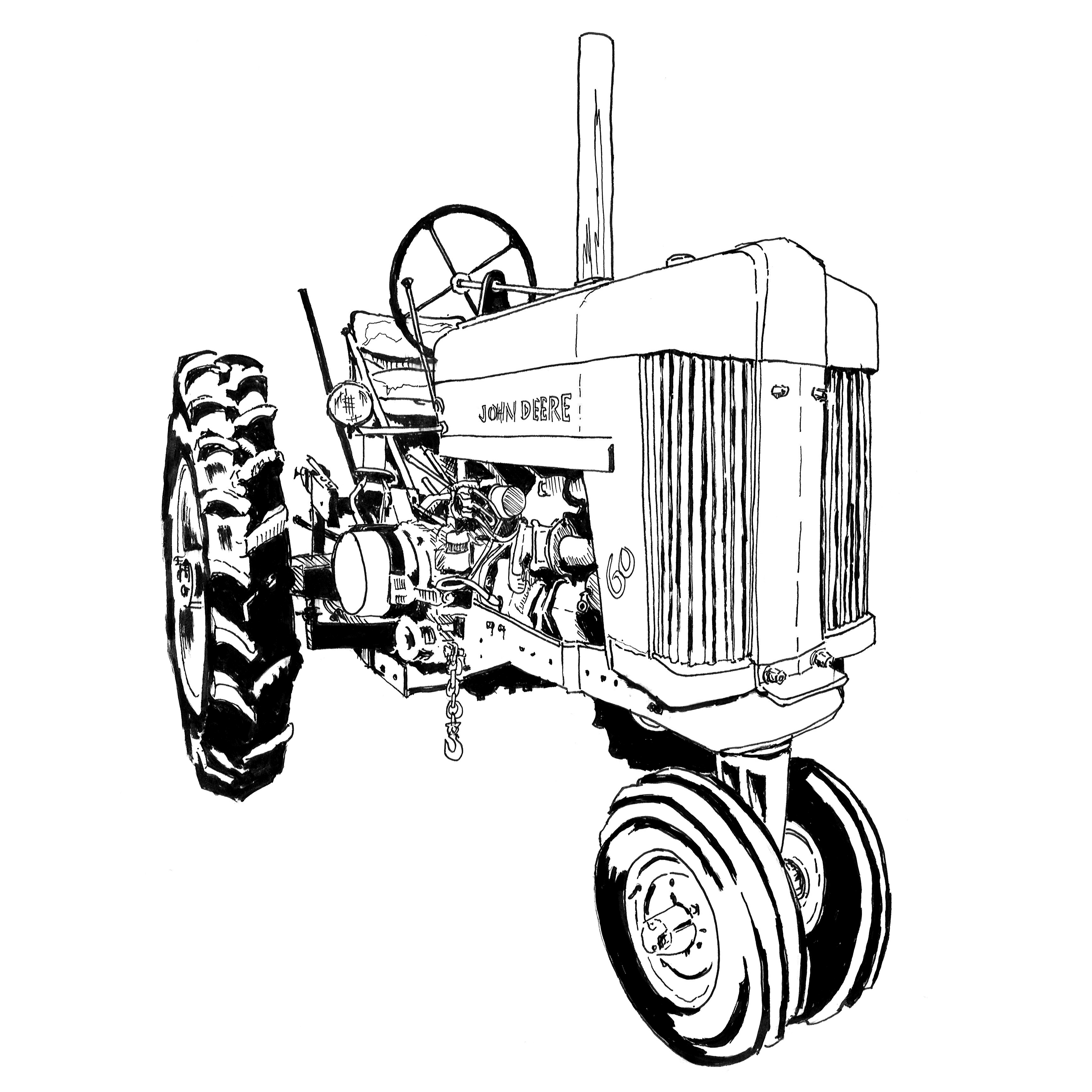 Antique Tractor Coloring Coloring Pages