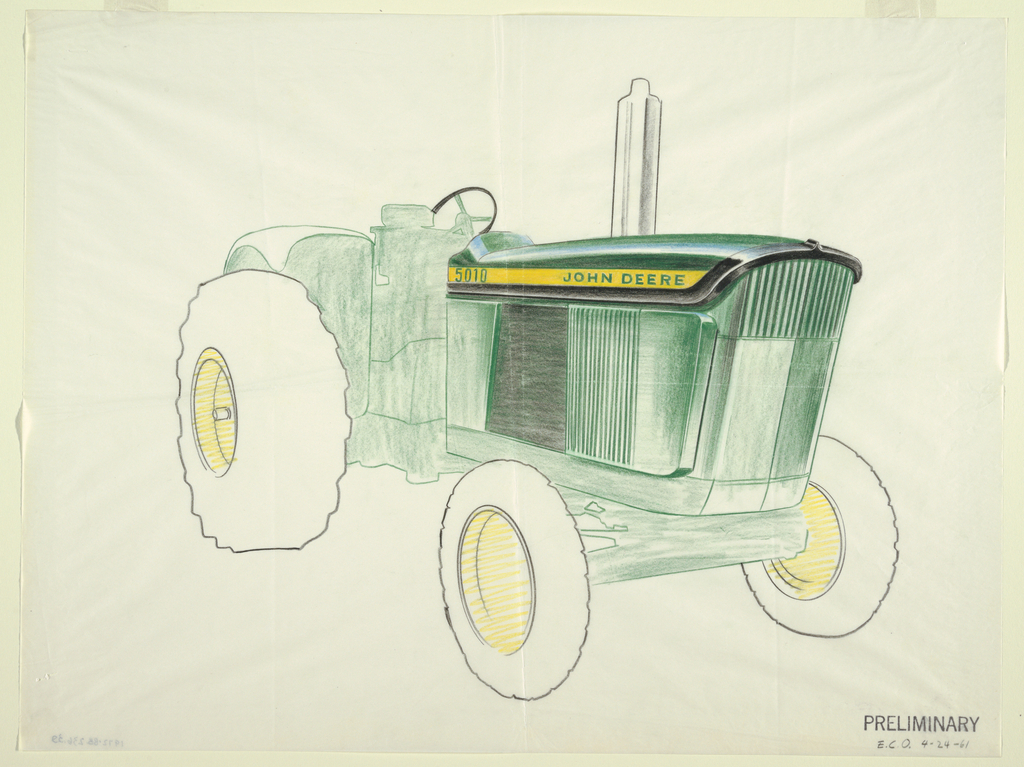 1024x767 Drawing, Tractor, Model 5010, Preliminary Sketch, For John Deere - John Deere Tractor Sketch