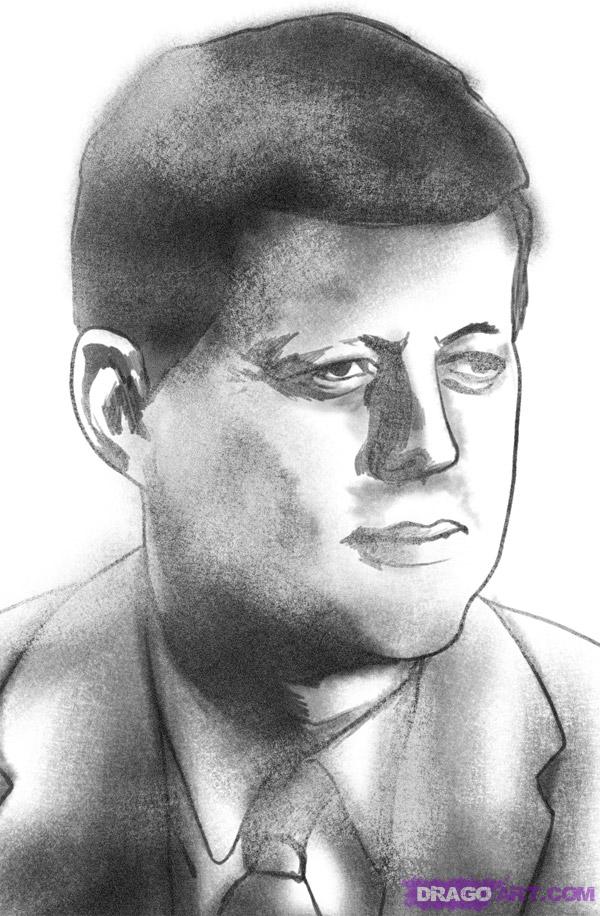 600x916 John F Kennedy Sketch Drawing Skill - John F Kennedy Sketch