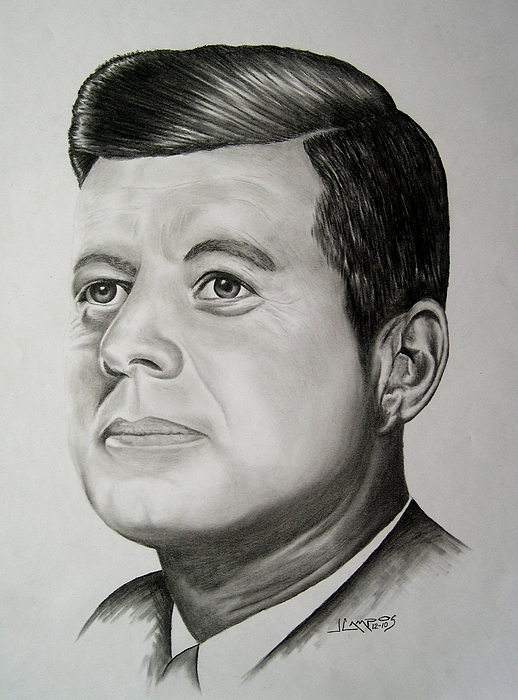 518x700 John F. Kennedy Drawing By Jesus Campos - John F Kennedy Sketch