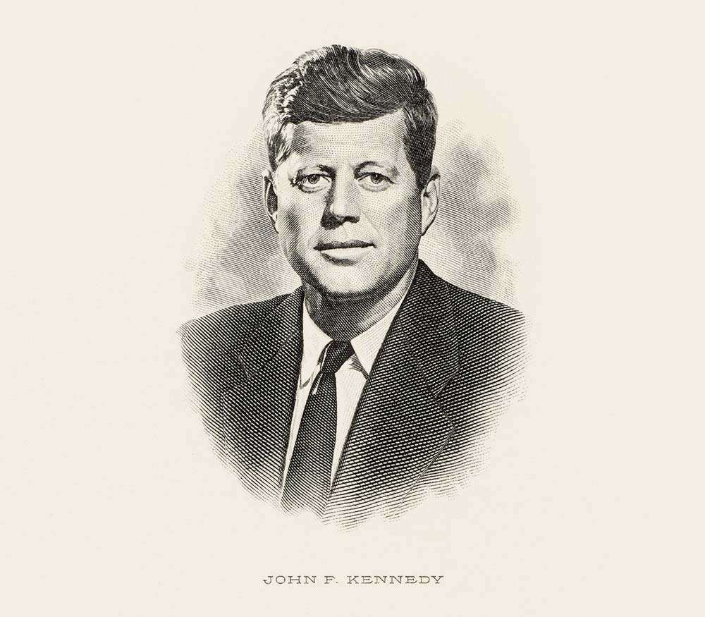 1000x875 John F. Kennedy Engraved Presidential Portrait Small - John F Kennedy Sketch