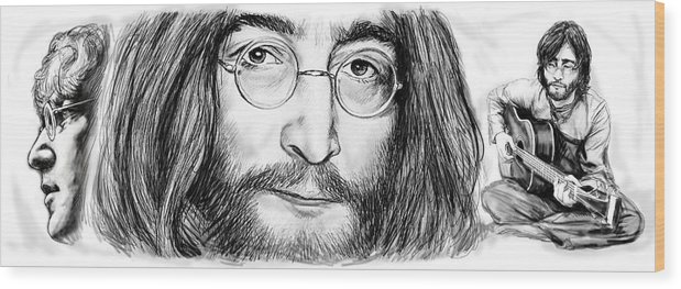619x263 John Lennon Art Drawing Sketch Poster Wood Print By Kim Wang - John Lennon Sketch