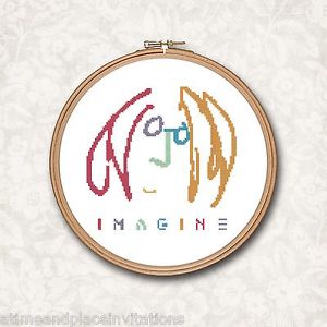 300x300 John Lennon Sketch Imagine Beatles Counted Cross Stitch Pattern Ebay - John Lennon Sketch
