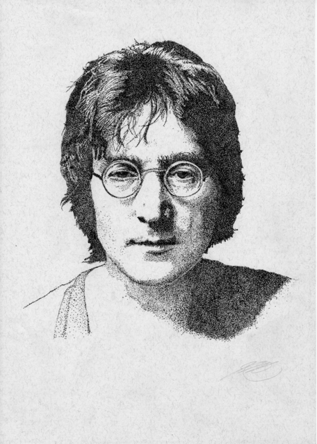 456x640 John R Chatterton Artwork John Lennon Original Drawing Pen - John Lennon Sketch
