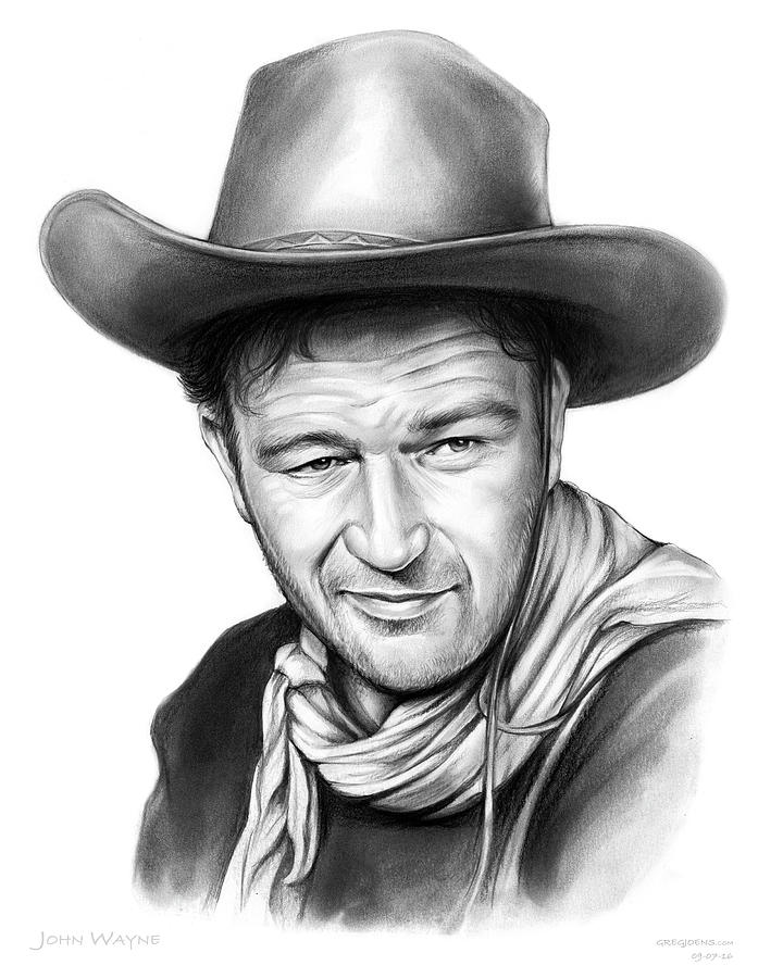 720x900 John Wayne Drawing By Greg Joens - John Sketch