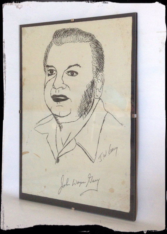 570x798 John Wayne Gacy Self Portrait Aged Reproduction Print In - John Wayne Gacy Sketch