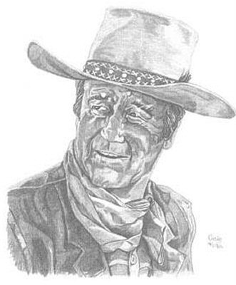 331x400 John Wayne Pencil Sketch - John Wayne Sketch