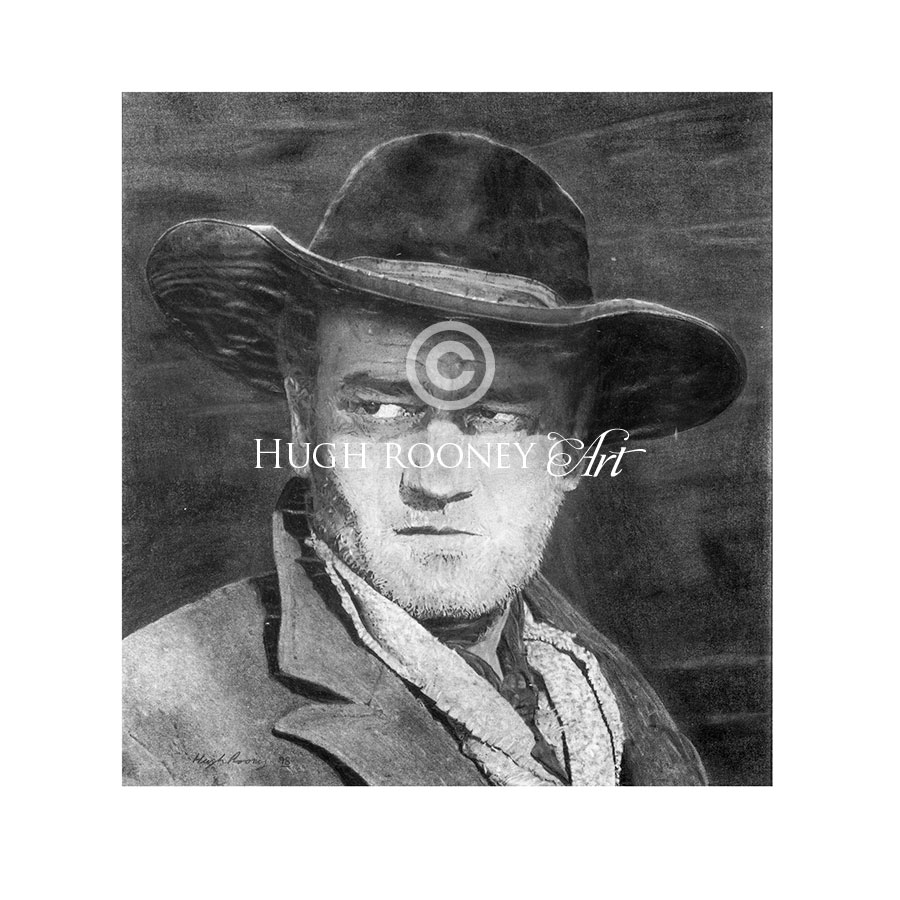 900x900 John Wayne Pencil Drawing 26cm X 28cm Hugh Rooney Art - John Wayne Sketch