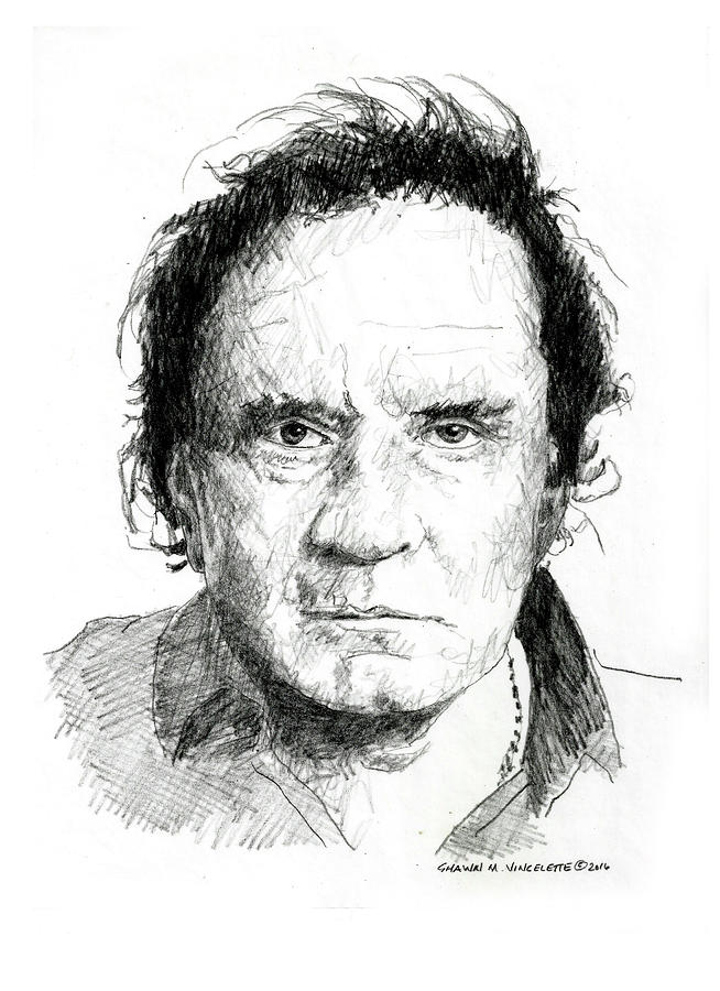 654x900 Johnny Cash Drawing By Shawn Vincelette - Johnny Cash Sketch