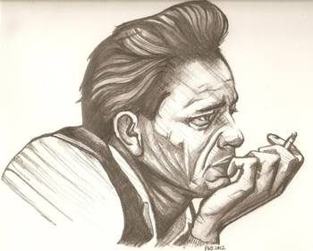 350x281 Johnny Cash Drawing By Rob Crandall - Johnny Cash Sketch