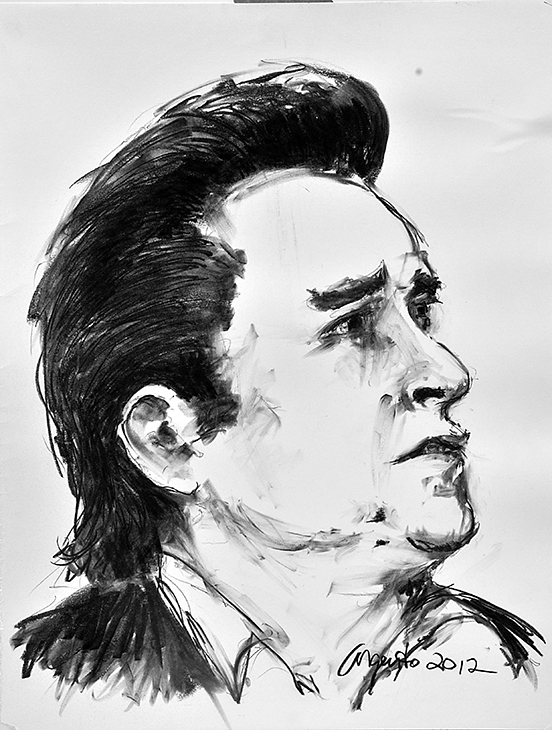 552x730 Johnny Cash Drawing Frank Argento - Johnny Cash Sketch