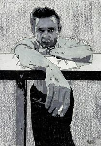 209x300 Johnny Cash Hand Drawn A4 Drawing On Watercolour Paper Ebay - Johnny Cash Sketch