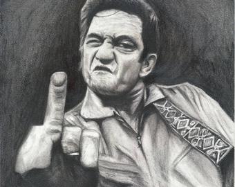 340x270 Johnny Cash Drawing Etsy - Johnny Cash Sketch