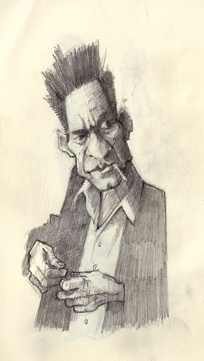 400x708 Joern Gebert Augetotal Another Johnny Cash Sketch In My Moleskine - Johnny Cash Sketch
