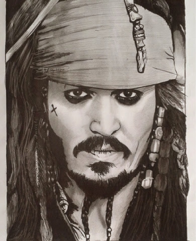 390x480 Madmag Maniaz Johnny Depp Sketch By John Donaldson - Johnny Depp Sketch