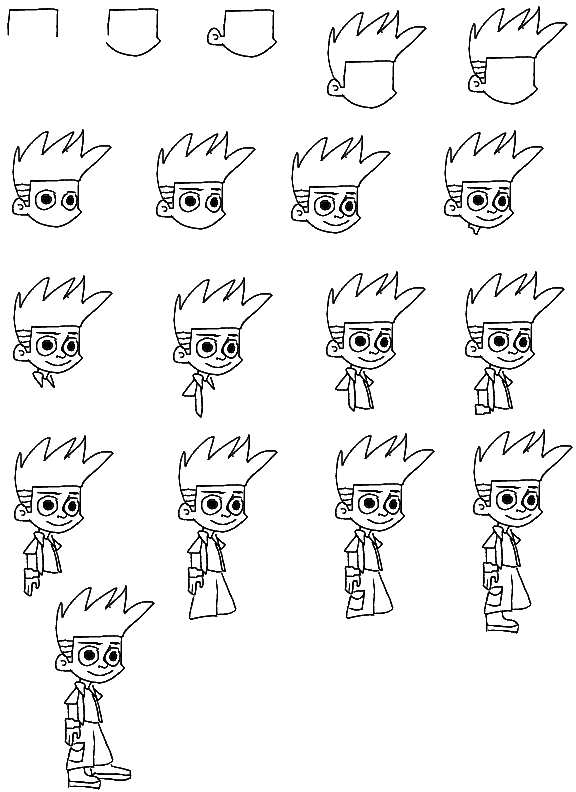 576x792 Cartoon Critters - Johnny Test Sketch