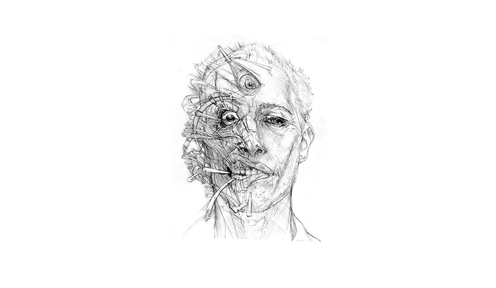 1680x977 Wallpaper Face, Illustration, Artwork, Line Art, Nose, Head - Joint Sketch