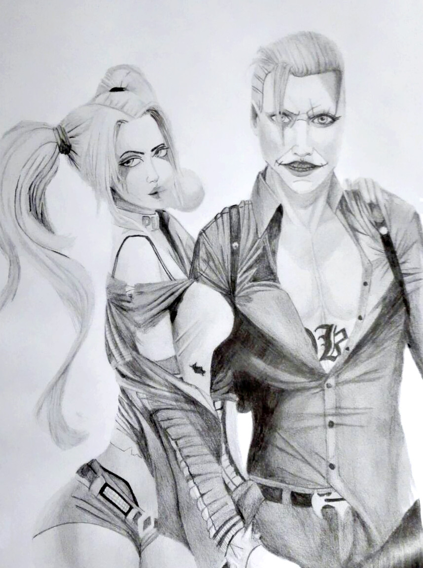 858x1152 Jessica Kaminski - Joker And Harley Quinn Sketches