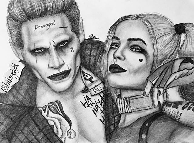 640x471 Sucide Squad Harley Quinn And Joker.lovely Sketch Scketch - Joker A...