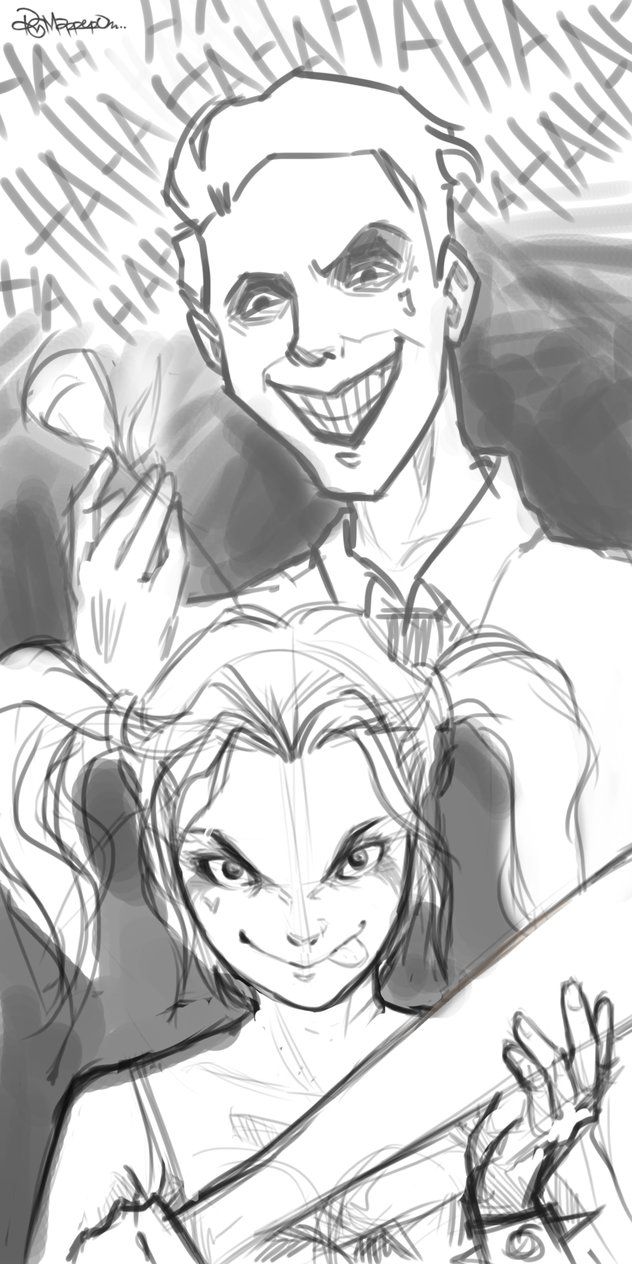 632x1264 Nightly Sketch - Joker And Harley Quinn Sketches