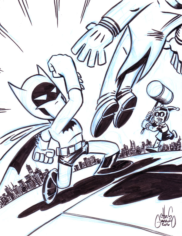 600x775 Batman Vs Joker And Harley Quinn Chris Giarrusso - Joker And Harley Quinn Sketches