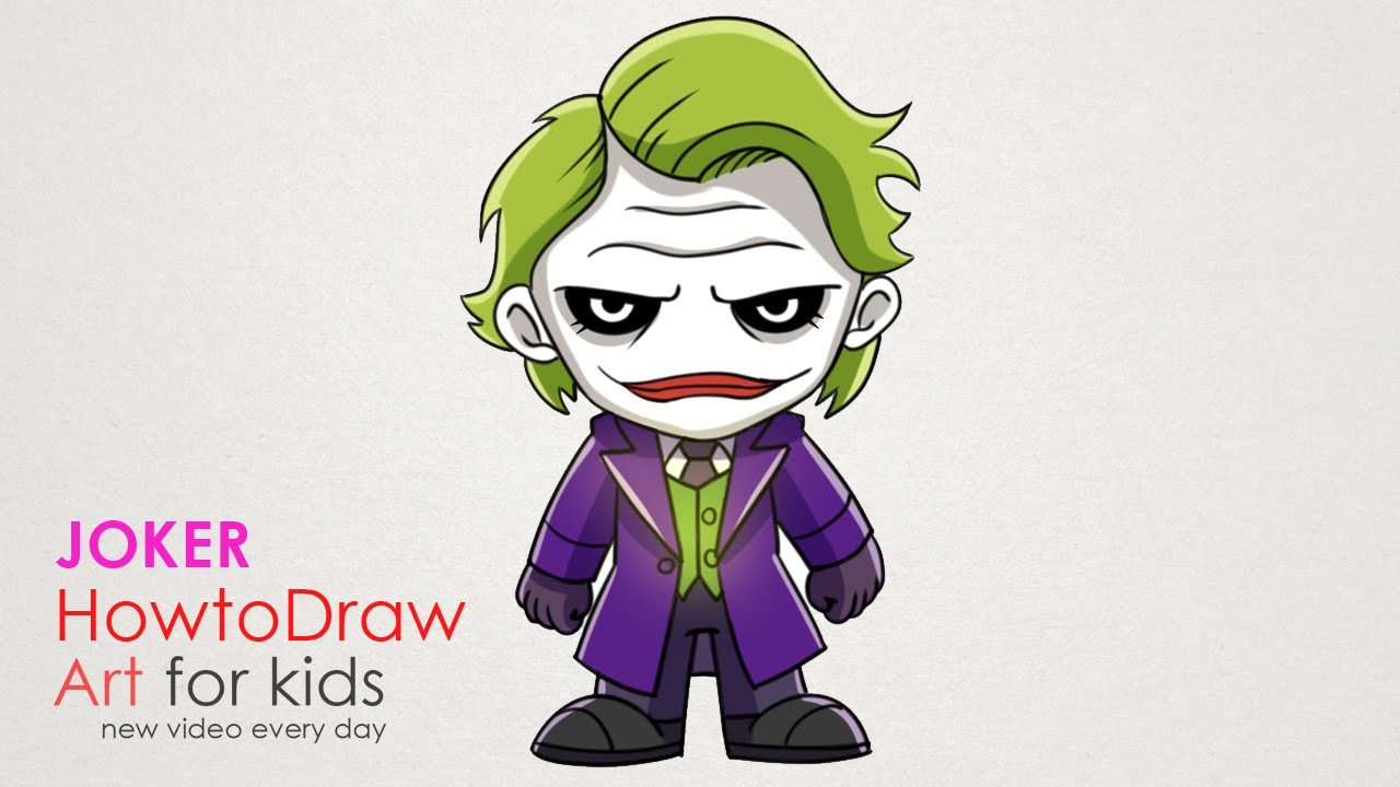 1280x720 Joker Cartoon Drawings How To Draw Joker Chibi Stepstep Drawing - Joker Cartoon Sketch