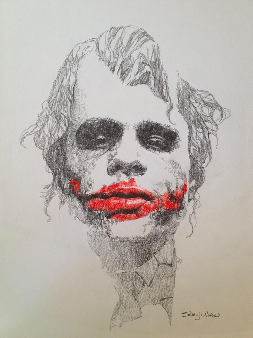 810x1080 Heath Ledger Joker Sketch By Sanjulian - Joker Heath Ledger Sketch