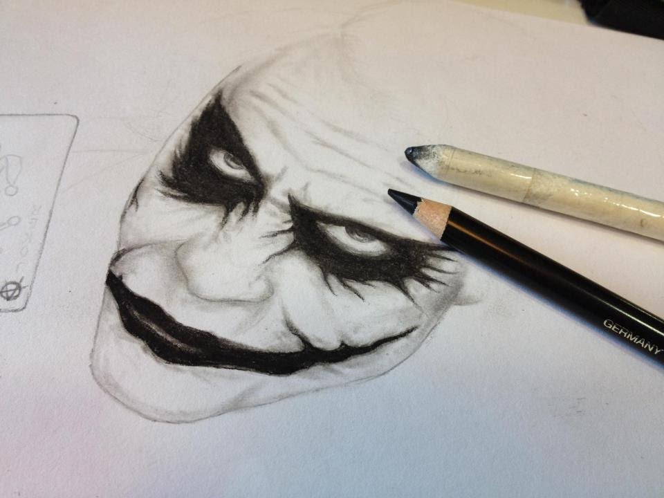 960x720 Joker (Dark Knight) Drawing And Charcoal Pencils - Joker Pencil Sketch