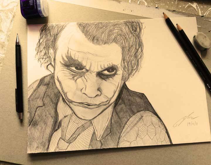 720x563 Pencil Sketch Of Heath Ledger As The Joker - Joker Pencil Sketch