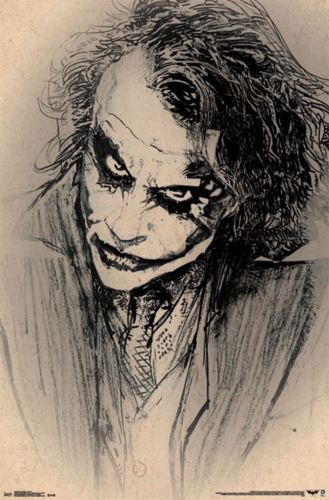 329x500 Dark Knight Joker Sketch Drawing Heath Ledger Film Movie Poster - Joker Sketch