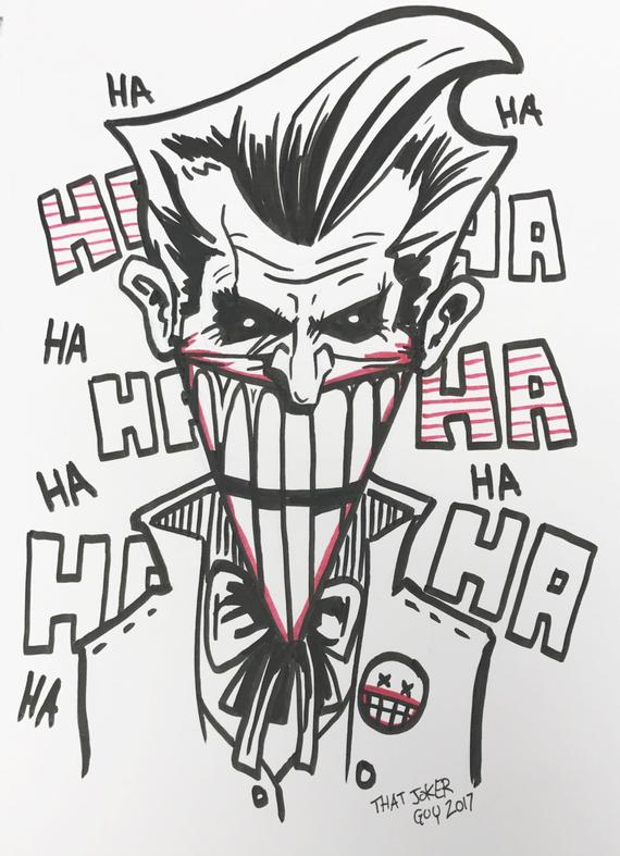 570x787 Hahaha Joker Sketch Original Etsy - Joker Sketch