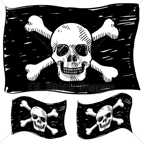 500x500 Jolly Roger Pirate Flag Sketch Gl Stock Images - Jolly Roger Sketch