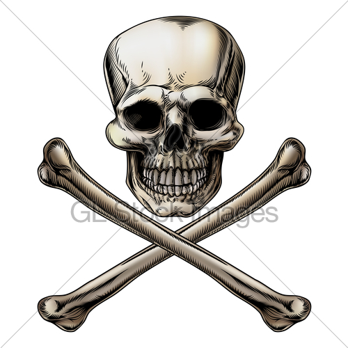 500x500 Jolly Roger Skull And Crossbones Sign Gl Stock Images - Jolly Roger Sketch
