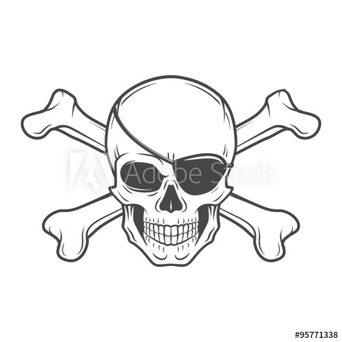 500x500 Jolly Roger With Eyepatch And Crossbones Logo Template. Evil Skull - Jolly Roger Sketch