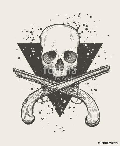 411x500 Jolly Roger Skull Stock Image And Royalty Free Vector Files On - Jolly Roger Sketch