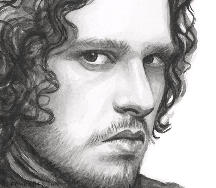 700x611 Jon Snow Portrait Olechka Design - Jon Snow Sketch
