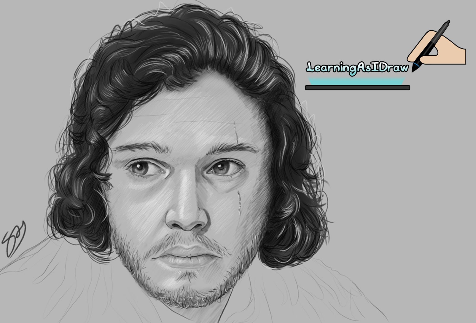 1605x1090 Jon Snow Digital Sketch Fan Art Game Of Thrones - Jon Snow Sketch