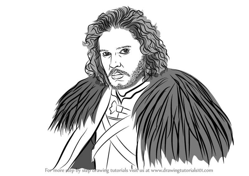 800x566 Learn How To Draw Jon Snow (Characters) Step By Step Drawing - Jon Snow Sketch