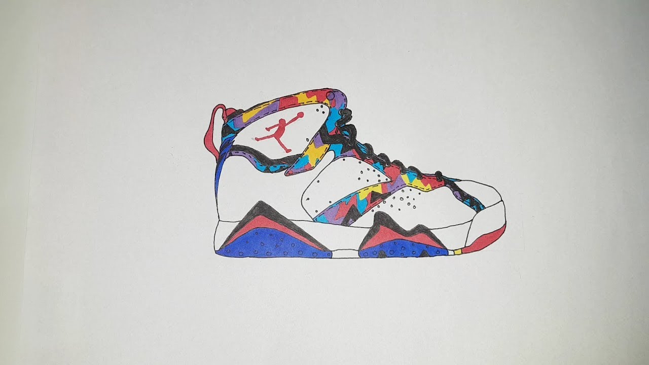 1280x720 How To Draw An Air Jordan 7 Retro - Jordan 7 Sketch