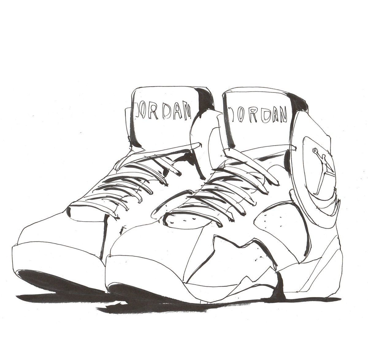 Jordan 7 Sketch at PaintingValley.com | Explore collection of Jordan 7 ...