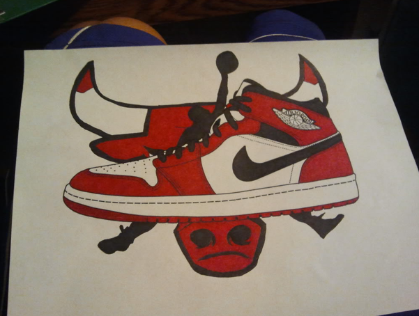 601x454 Drawn Shoe Jordan 4 - Jordan Shoe Sketch