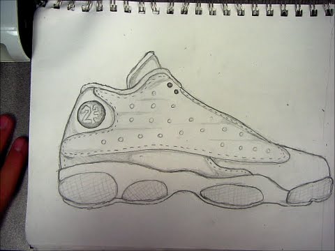 480x360 How To Draw Jordan 13 - Jordan Shoe Sketch