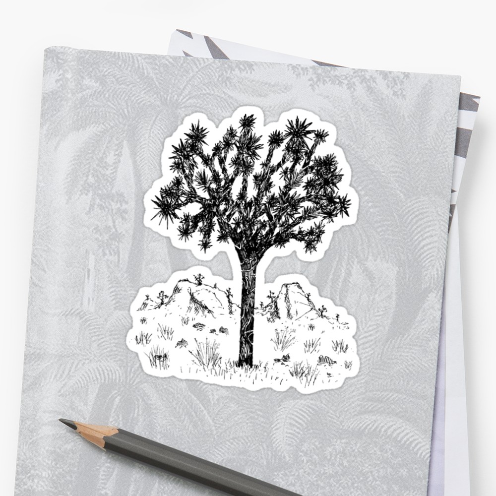 1000x1000 Joshua Tree (Day) Stickers By Hinterlund Redbubble - Joshua Tree Sketch