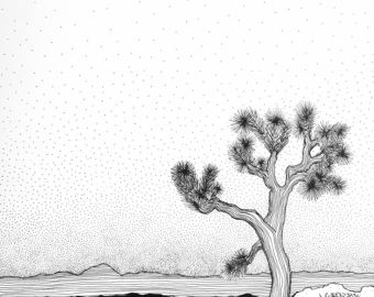 340x270 Joshua Tree Drawing Etsy - Joshua Tree Sketch
