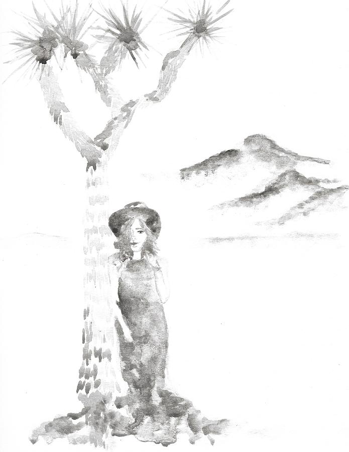 695x900 Woman And A Joshua Tree Painting By Katrina Ryan - Joshua Tree Sketch