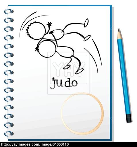 477x512 A Notebook With A Sketch Of Two People Doing Judo Vector - Judo Sketch