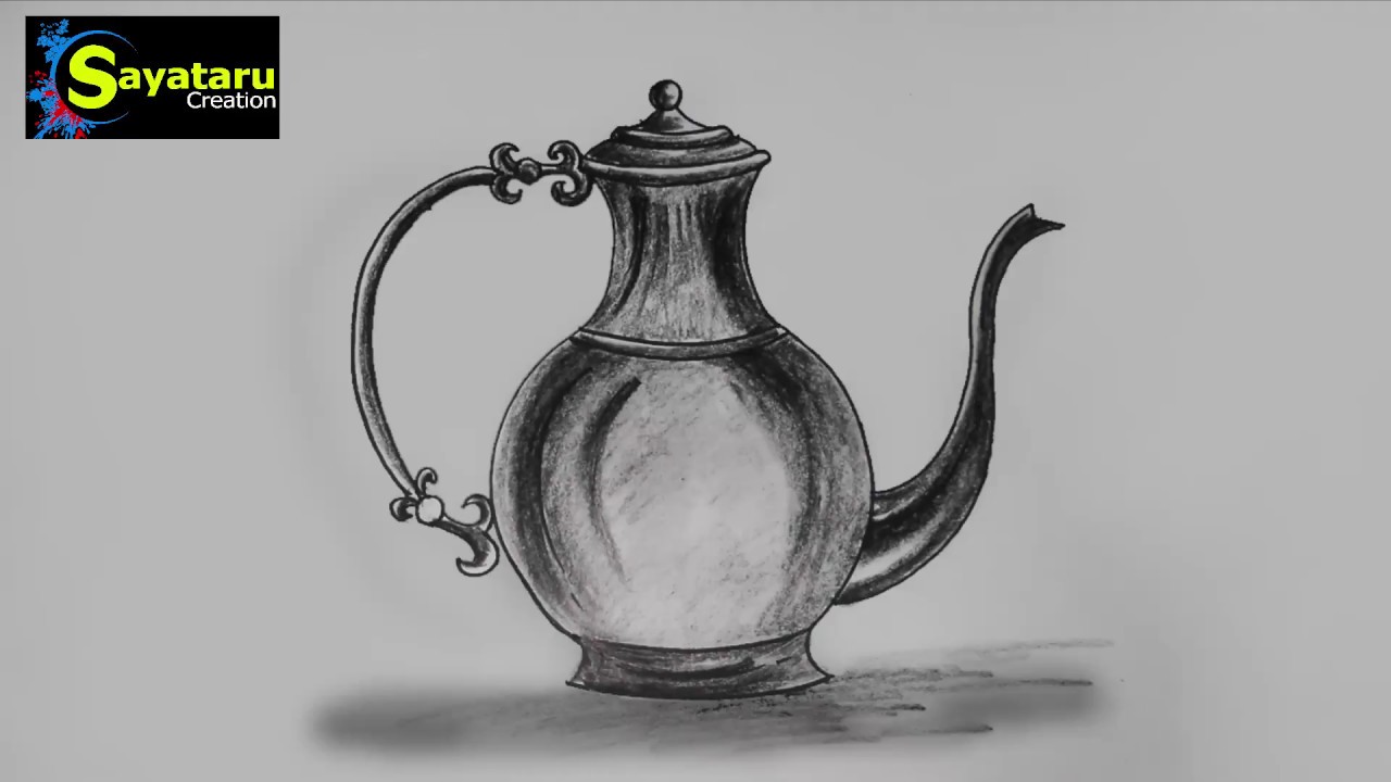 1280x720 Jug Drawing And Sketch Step By Step Sayataru Creation - Jug Sketch